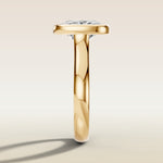 Cushion Full Bezel Cathedral engagement ring in gold, side profile