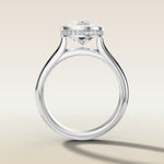 Cushion Full Bezel Hidden Halo engagement ring in white gold, front view