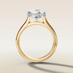 Cushion Full Bezel Hidden Halo engagement ring in gold, front view