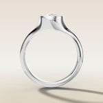Cushion Full Bezel Low Profile engagement ring in white gold, front view