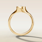 Cushion Full Bezel Low Profile engagement ring in yellow gold, front view