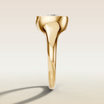 Cushion Full Bezel Low Profile engagement ring in yellow gold, side profile
