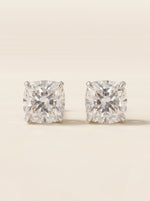 Cushion diamond stud earrings in 14K white gold