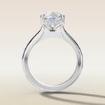 Cushion Tulip Curved Hidden Halo Double Prong engagement ring in white gold, front view