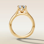 Cushion Tulip Six Petal Split Shank engagement ring in yellow gold, front view