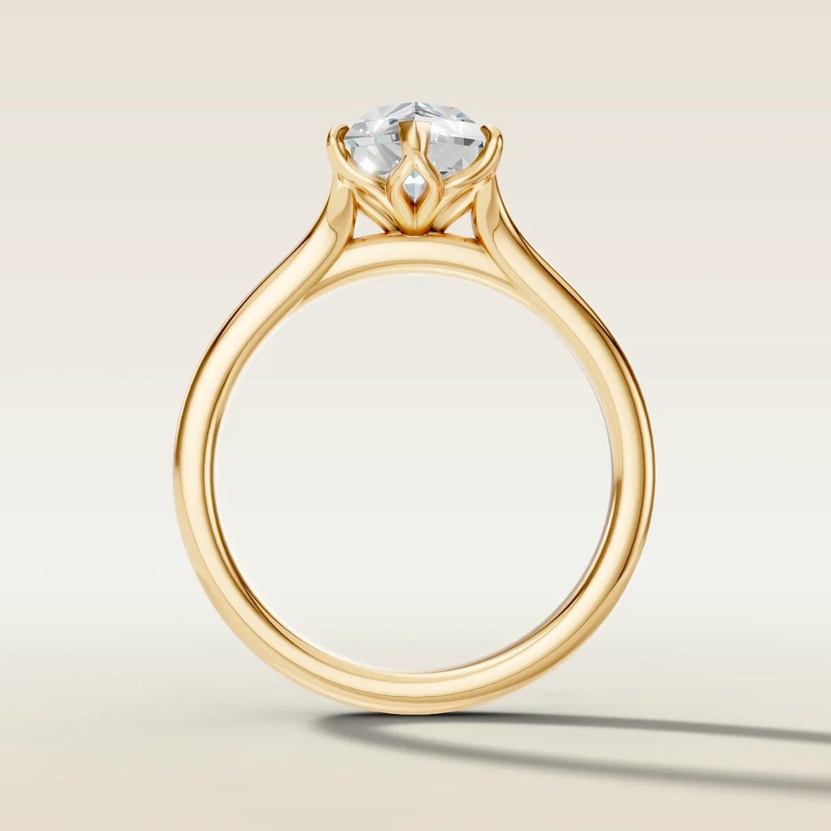 Dutch Marquise 6 Tulip Split Shank engagement ring in yellow gold, front view