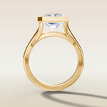 Radiant Full Bezel Split Shank engagement ring in yellow gold, front view