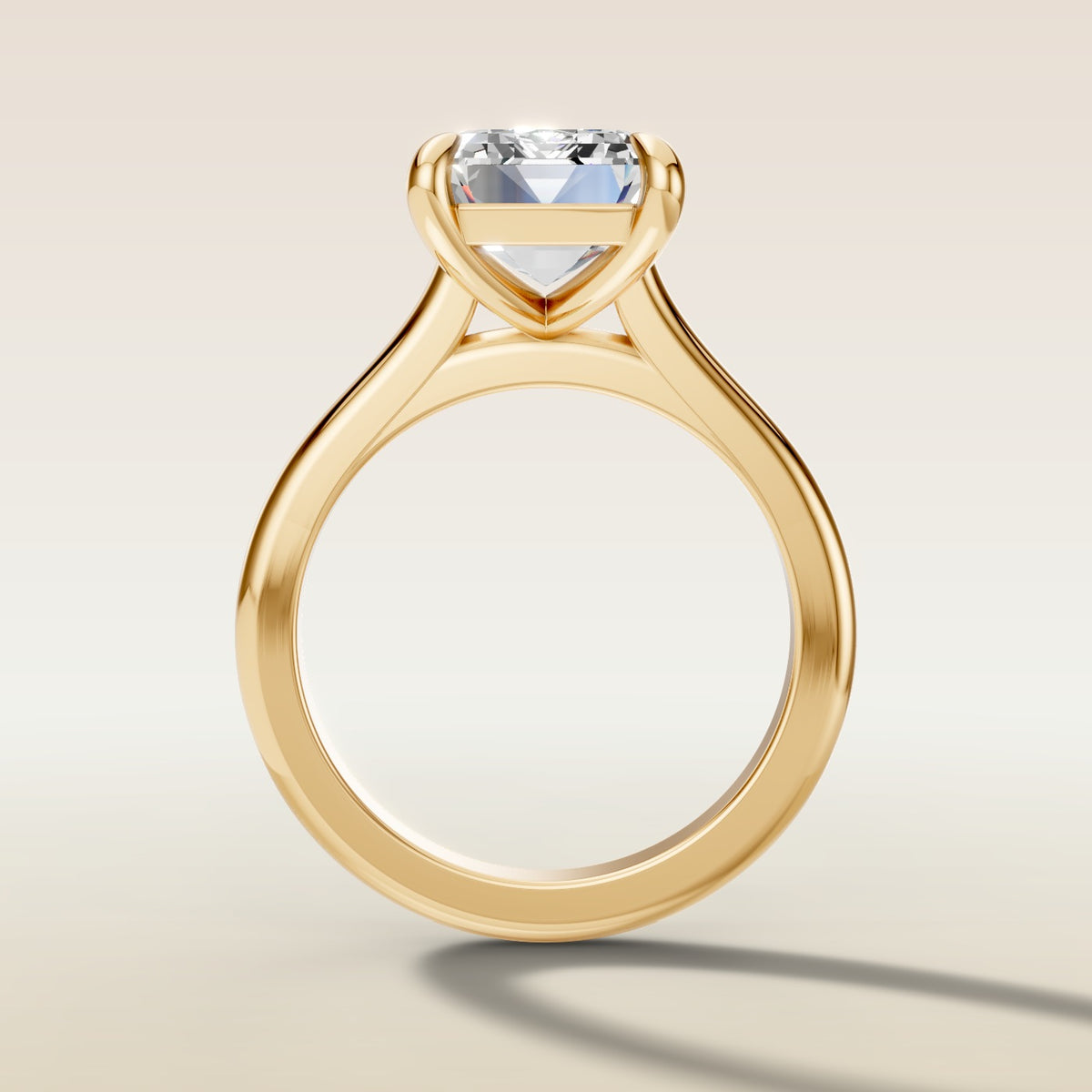 Emerald Classic Cathedral engagement ring in yellow gold, front view