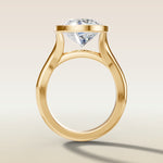 Round Full Bezel Split Shank engagement ring in yellow gold, front view
