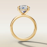 Round Hidden Halo Solitaire engagement ring in yellow gold, front view