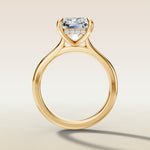 Radiant Hidden Halo Cathedral engagement ring in yellow gold, front view