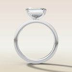 Emerald East West engagement ring in white gold, front view