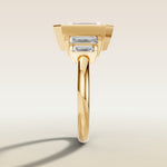 Emerald Five Stone Full Bezel engagement ring in yellow gold, side profile