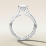 Emerald Full Bezel Cathedral engagement ring in white gold, front view