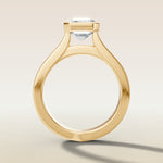 Emerald Full Bezel Cathedral engagement ring in gold, front view