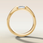 Emerald Half Bezel Low Profile engagement ring in gold, front view