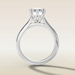 Emerald Six Petal Tulip engagement ring in white gold, front view