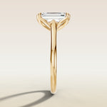 Emerald Six Petal Tulip engagement ring in yellow gold, side profile