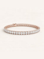 Emerald shaped diamond tennis bracelet in 14K rose gold