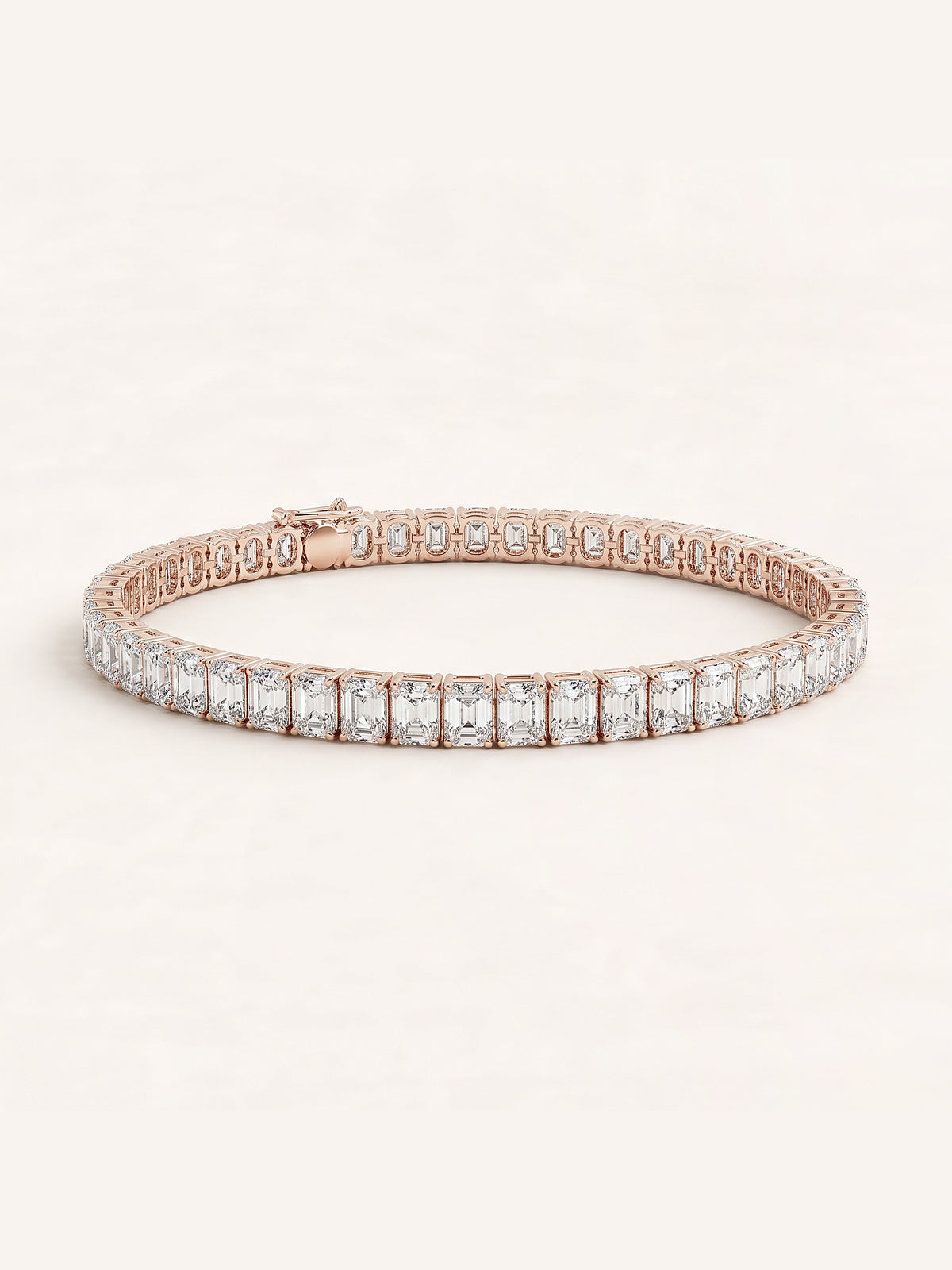 Emerald shaped diamond tennis bracelet in 14K rose gold