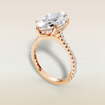 Marquise Tulip Hidden Halo Pave engagement ring in rose gold, angled view