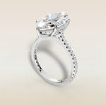 Marquise Tulip Hidden Halo Pave engagement ring in white gold, angled view