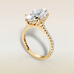 Marquise Tulip Hidden Halo Pave engagement ring in yellow gold, angled view