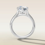 Hexagon Six Petal Tulip Split Shank engagement ring in white gold, front view