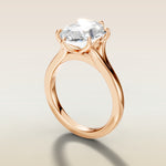 Hexagon Six Petal Tulip Split Shank engagement ring in rose gold, angled side view