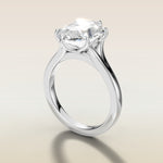 Hexagon Six Petal Tulip Split Shank engagement ring in white gold, angled side view