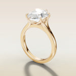 Hexagon Six Petal Tulip Split Shank engagement ring in gold, angled side view