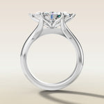 Marquise East West Tulip Split Shank engagement ring in white gold, front view