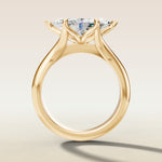 Marquise East West Tulip Split Shank engagement ring in yellow gold, front view