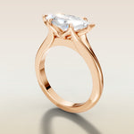 Marquise East West Tulip Split Shank engagement ring in rose gold, angled side view