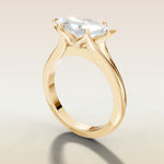 Marquise East West Tulip Split Shank engagement ring in yellow gold, angled side view