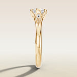 Marquise East West Tulip Split Shank engagement ring in yellow gold, side profile