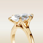 Marquise Six Petal Tulip Split Shank engagement ring in yellow gold, basket close up