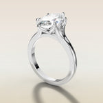 Marquise Six Petal Tulip Split Shank engagement ring in white gold, angled side view