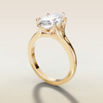 Marquise Six Petal Tulip Split Shank engagement ring in yellow gold, angled side view