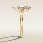 Marquise Six Petal Tulip Split Shank engagement ring in yellow gold, side profile