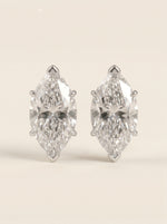 Marquise diamond stud earrings in 14K white gold