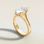 Marquise Tulip Leaf Prong Split engagement ring in yellow gold, angled side view