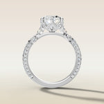 Marquise Tulip Side Stones Pave engagement ring in white gold, front view