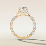 Marquise Tulip Side Stones Pave engagement ring in yellow gold, front view