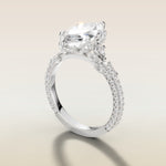Marquise Tulip Side Stones Pave engagement ring in white gold, angled side view
