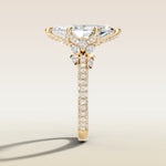 Marquise Tulip Side Stones Pave engagement ring in yellow gold, side profile