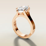 Marquise Tulip Thick Split Shank engagement ring in rose gold, angled side view