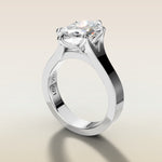 Marquise Tulip Thick Split Shank engagement ring in white gold, angled side view