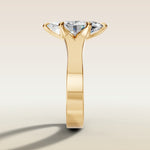 Marquise Tulip Thick Split Shank engagement ring in yellow gold, side profile