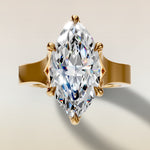 Marquise Tulip Thick Split Shank engagement ring in yellow gold, top view